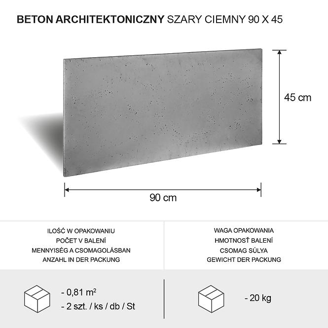 Arhitektonski Beton 90 x 45 x 1,5 Siva Tamno