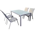Vrtni set Bergen stakleni stol + 4 stolice siva