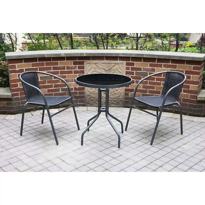 Vrtni set od umjetnog ratana Bistro stol + 2 stolice crna