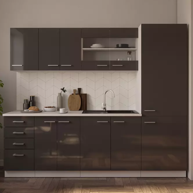 Kuhinjski ormar SONIA  u sivom sjaju 80ZL 2F BB,9