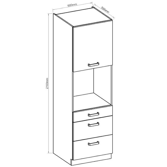 Kuhinjski ormar ARTISAN u bijelom sjaju 60DPS-210 3S 1F