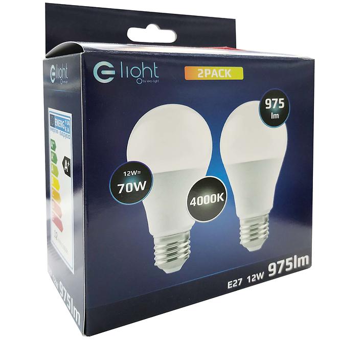 LED ŽARULJA 2PACK A60 E27 12W 4000K