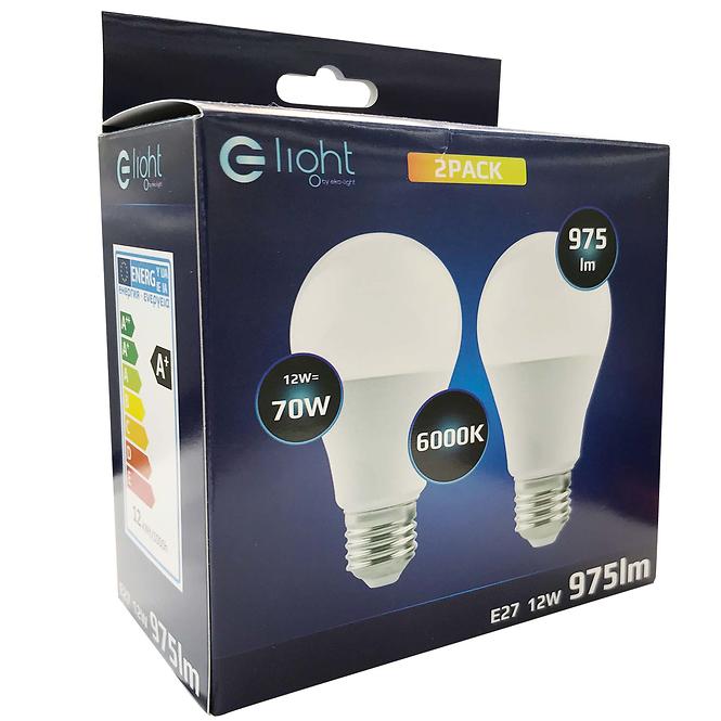 LED ŽARULJA 2PACK A60 E27 12W 6000K