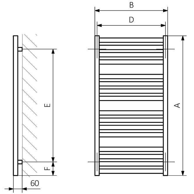 Kupaonski električni radijator MM05 + GRIJAČ ONE 12/47 710X500 300W