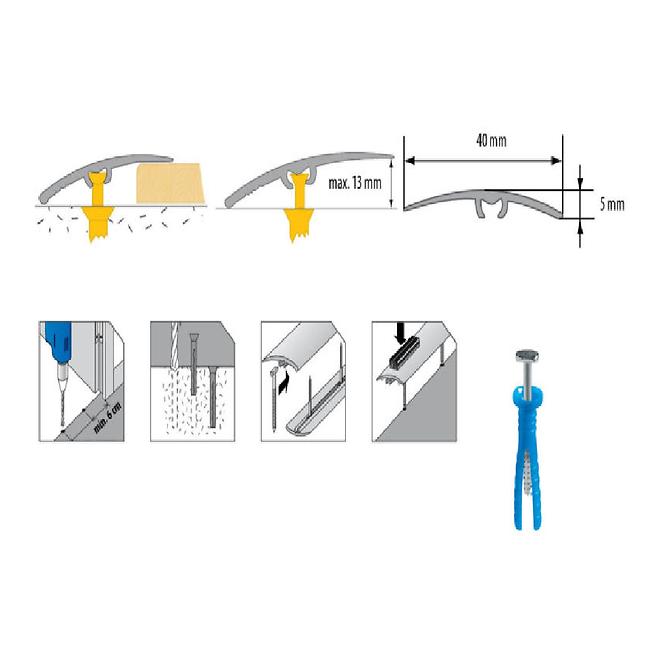Podni profil LW 40 0,9m Hrast