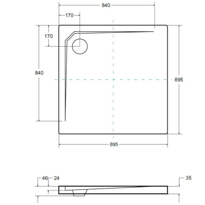 KVADRATNA TUS KADA ACRO ULTRASLIM 90/90/2.4/3.5