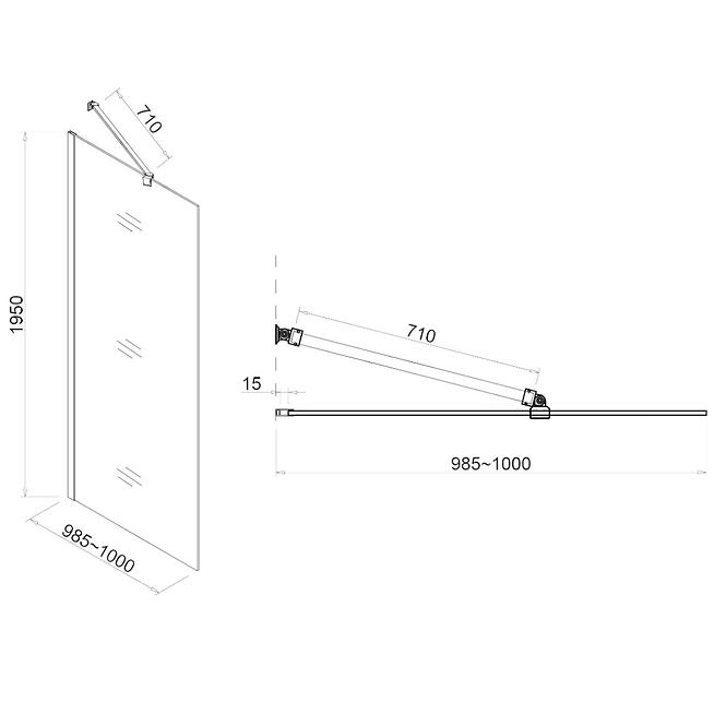 Fiksni Zidni Walk-In Rode 100x195 Cire Chr