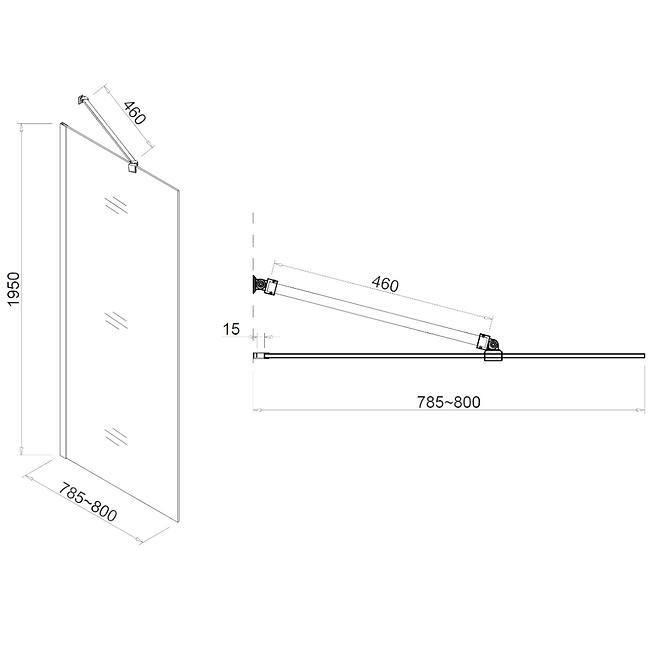 Fiksni Zidni Walk-In Rode 80x195 Cire Chr