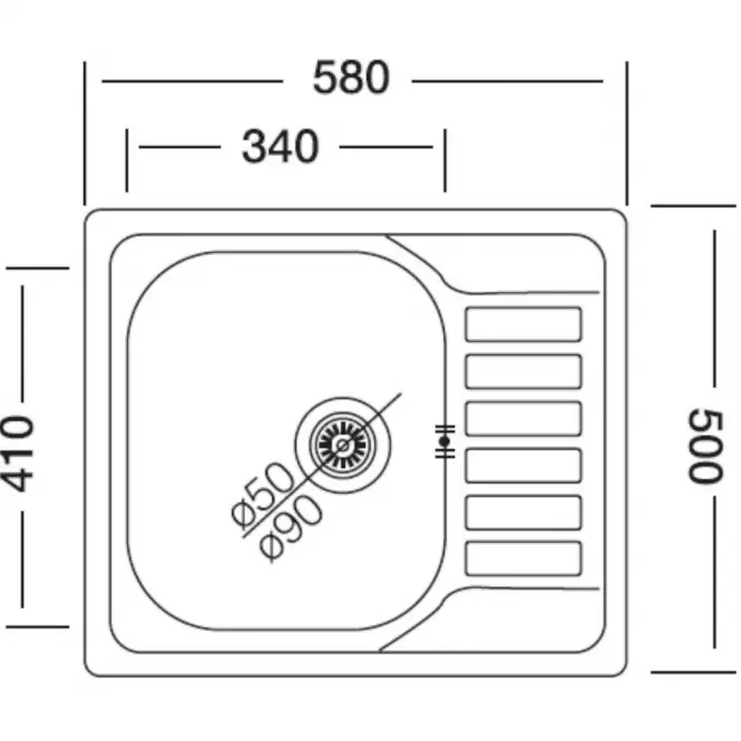 Ugradbeni sudoper triton ex-196 50x58 1korito+sifon,2