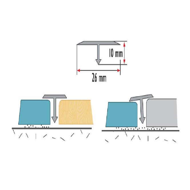 Podni profil T26 1,0m polirani aluminij