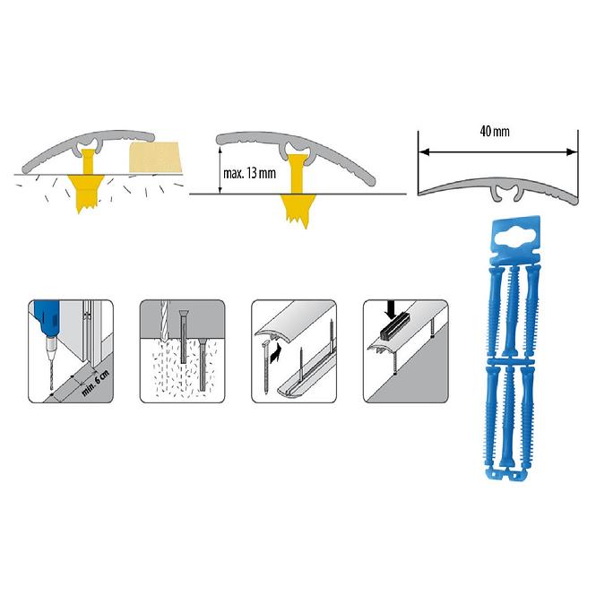 Podni profil LW 40 PVC 0,9m Tikovine