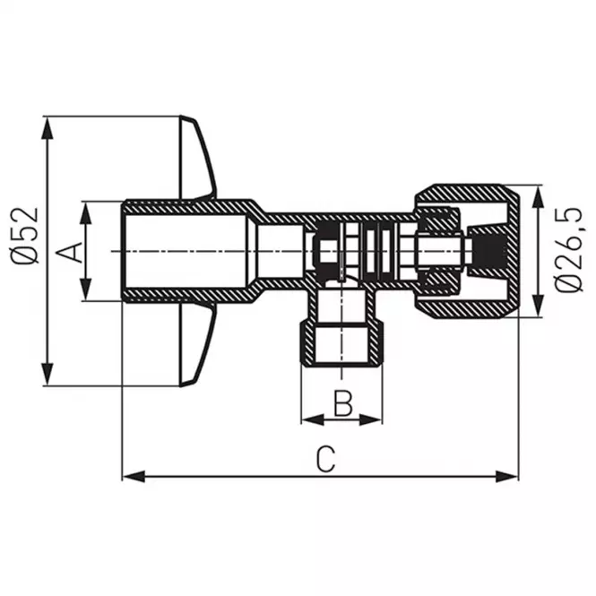 Ventil za vodu kutak 1/2 ˝x1/2˝,2