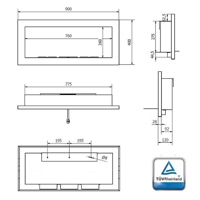 Bio kamin 900x400 crna