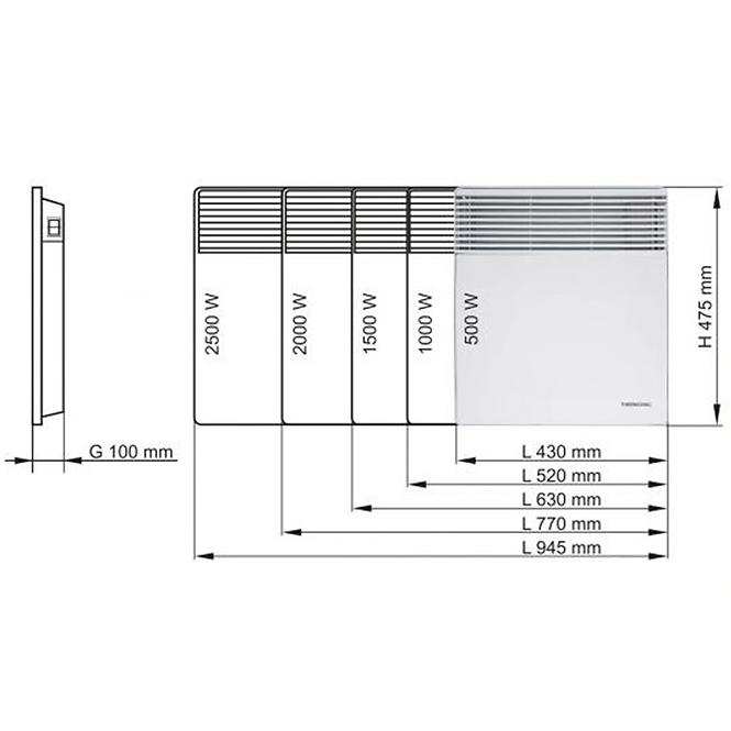 Električni konvektor T17 -500 W - IP24