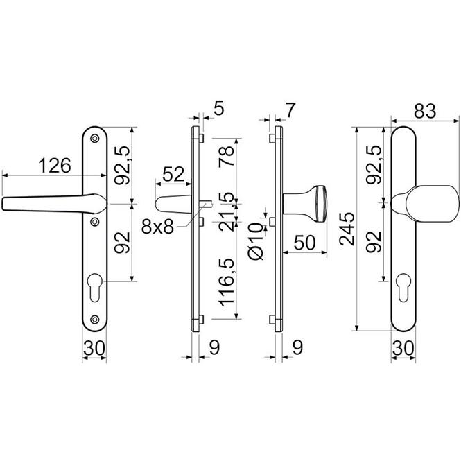 SET ALUMINIJSKI KVAKA RHD.002.92.F9016