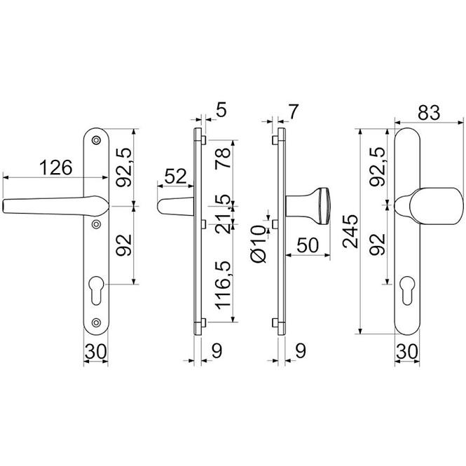 SET ALUMINIJSKI KVAKA RHD.005.92.F9016