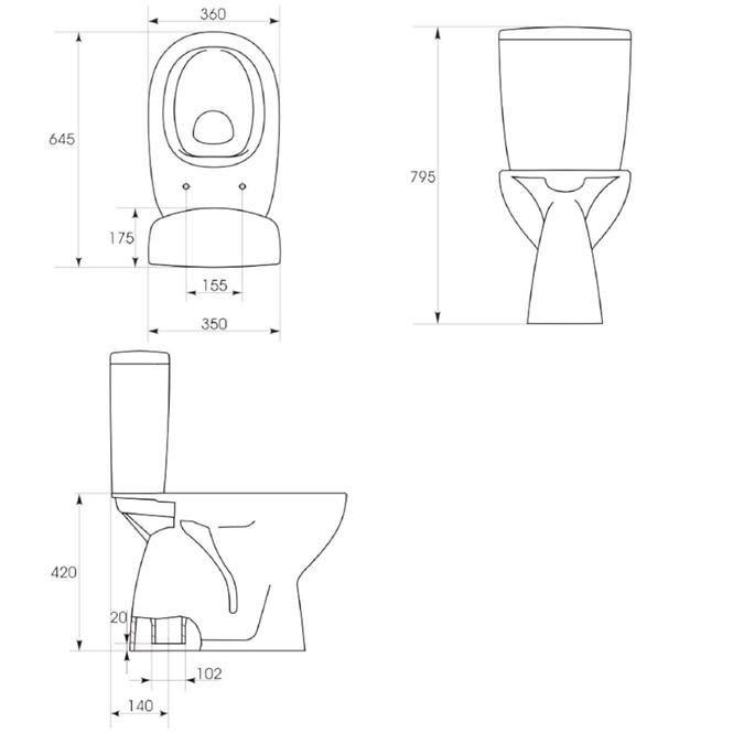 Wc monoblok Arteco 684 + sporospuštajuća wc daskla