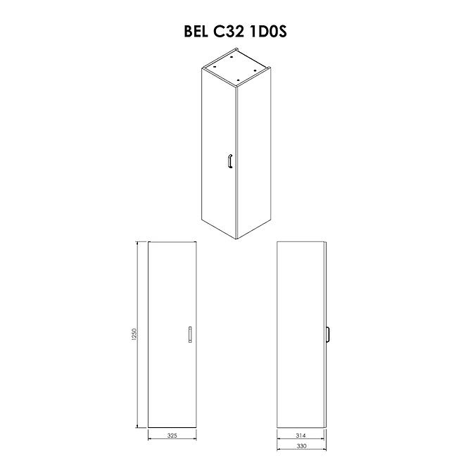 Visoki ormar BEL C32 1 vrata, bijeli