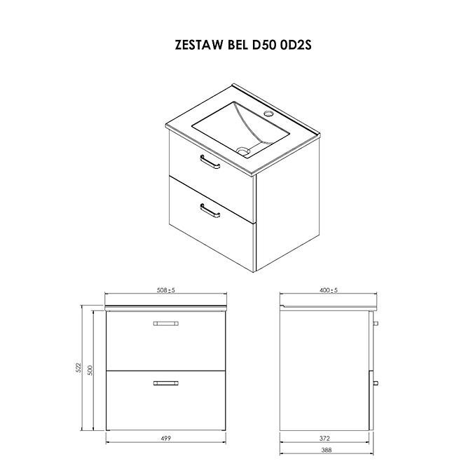 Set Bel D50 2 ladice, bijeli