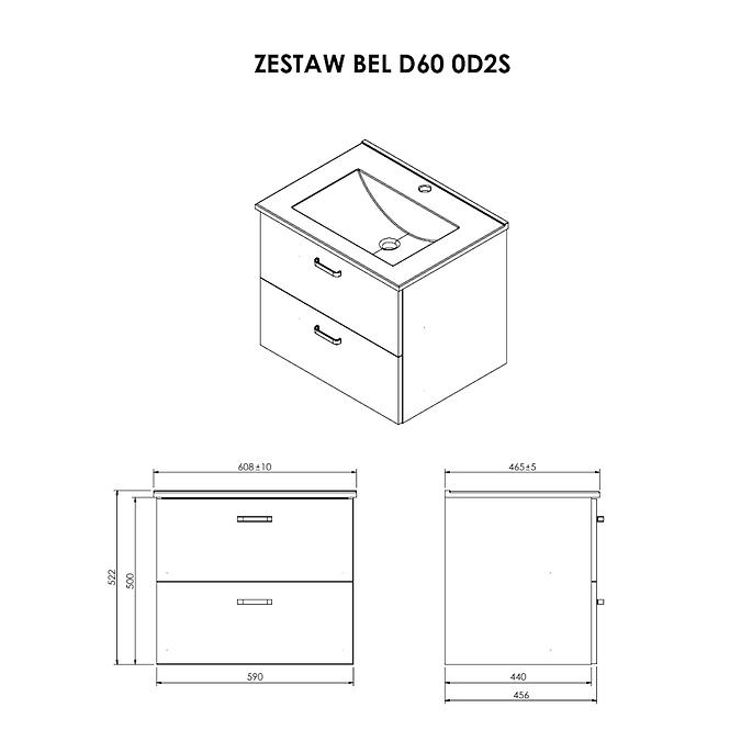 Set Bel D60 2 ladice, bijeli