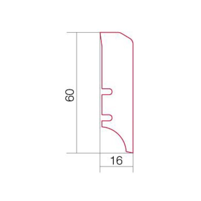 Drvena lajsna hrast P50 60mm. 2,2m,2