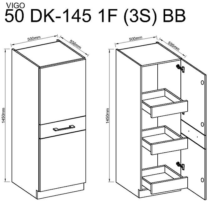 Kuhinjski ormar Vigo bijeli HG 50DK-145 1F (3S) BB