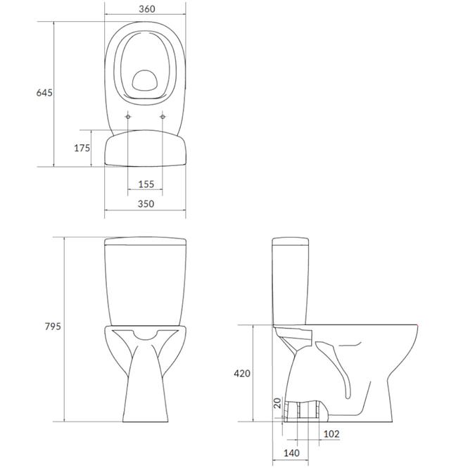 Wc monoblok vertikalni Arteco 682 clean on + wc daska