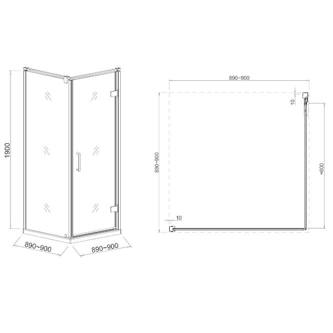 TRG TUŠ MAJA 90x90x190 GRAFIT-CHR