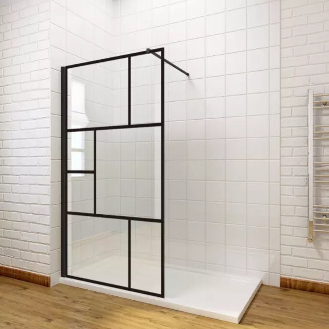 Tuš zid Walk-In Notte 100x195 crni profil,3