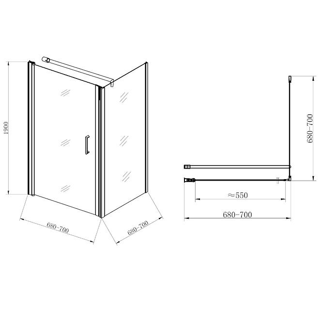 Tuš Kut Atena 70x70x190 Cire-Krom 2 Kutije