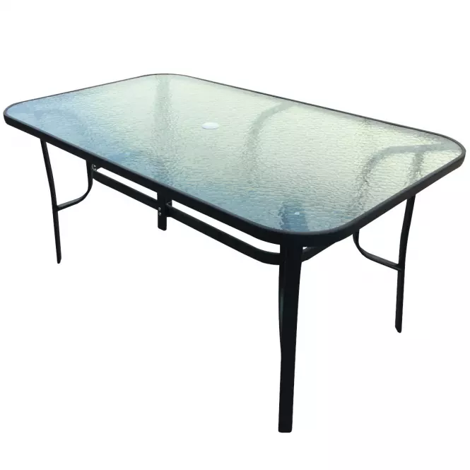 Stol stakleni s otvorom za suncobran crni ,5