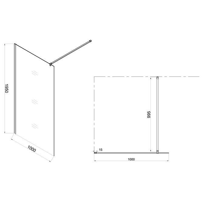 Tuš zid walk-in Mekani 100x195