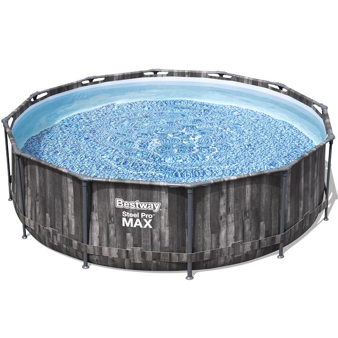 Bazen s metalnom konstrukcijom i pumpom Steel Pro Max, okrugli, uzorak drvo, 366 x 100cm, 5614X