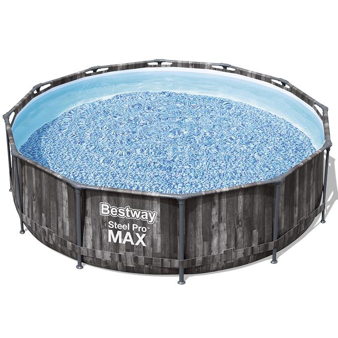 Bazen s metalnom konstrukcijom i pumpom Steel Pro Max, okrugli, uzorak drvo, 366 x 100cm, 5614X