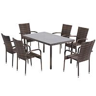 Vrtni set od umjetnog ratana 1+6 Haiti coffee
