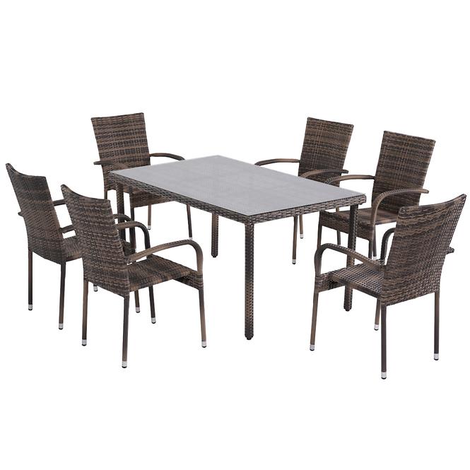 Vrtni set od umjetnog ratana 1+6 Haiti coffee