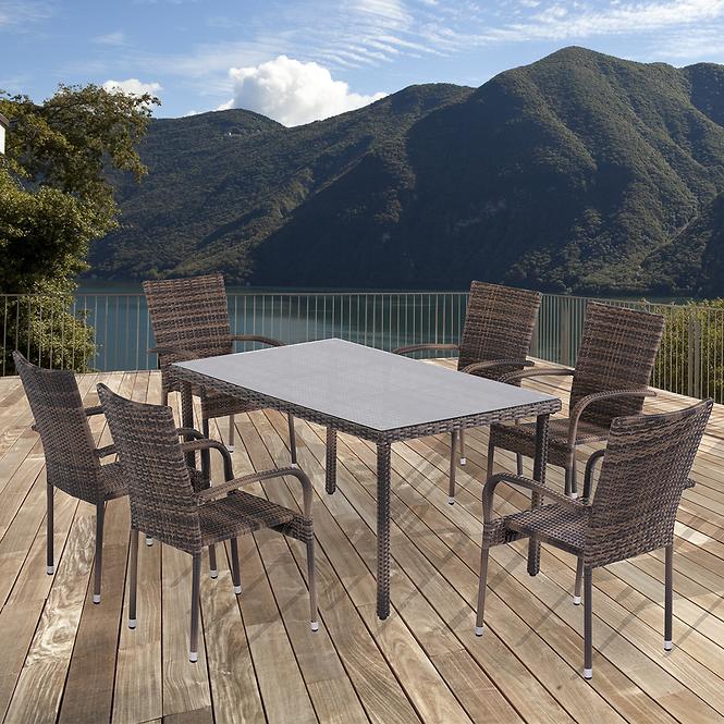 Vrtni set od umjetnog ratana 1+6 Haiti coffee