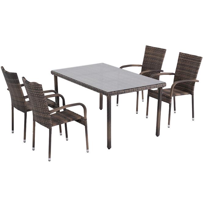 Vrtni set od umjetnog ratana Haiti stol + 4 stolice coffee