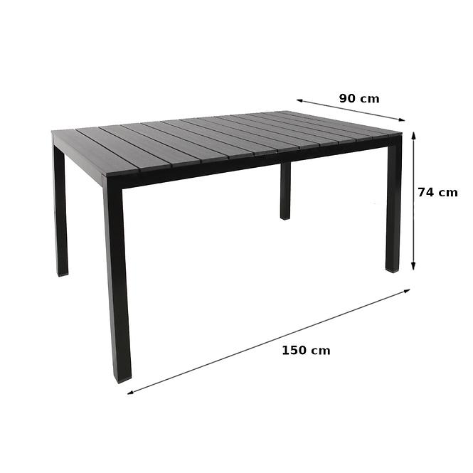Stol polywood crni 150x90 cm
