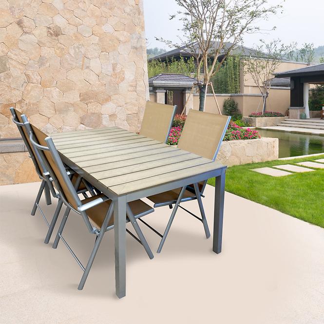 Stol polywood srebrni/taupe 150x90
