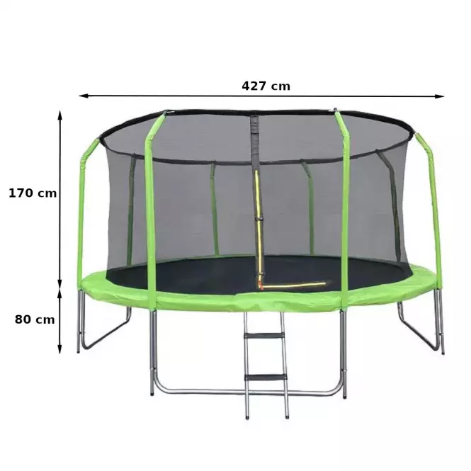 Trampolin s ljestvama 427cm zelena,2