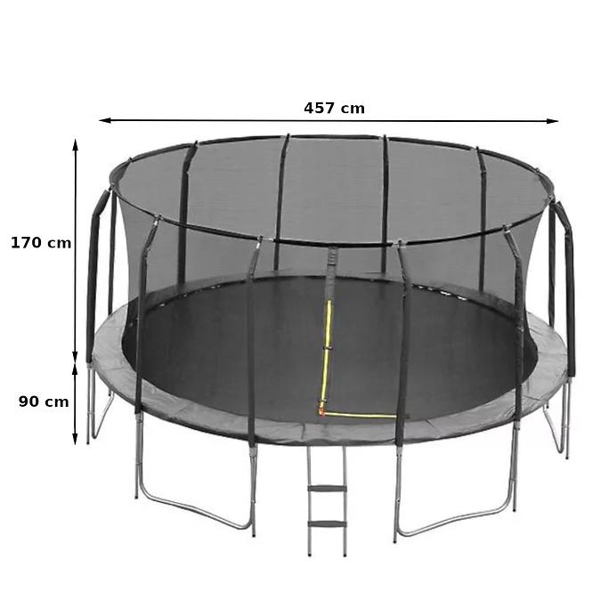 Trampolin s ljestvama 457cm crna