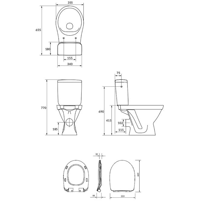 Wc monoblok simple-on + sporospuštajuća wc daskla