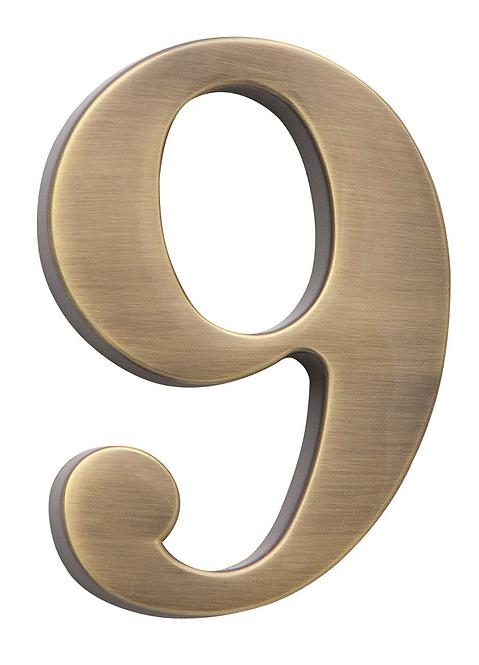 Broj „9” - 5 cm brušeno smeđa