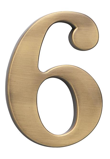 Broj „6” - 10 cm brušeno smeđa