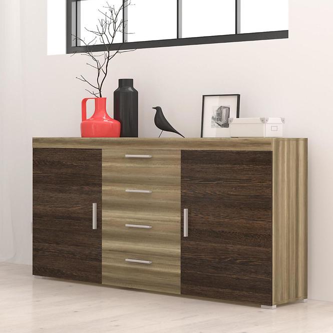 KOMODA TOM 2D4S COUNTRY SZARY/ARUSHA WENGE