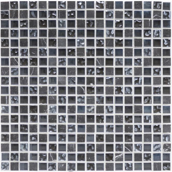 Mozaik pločica Marmor schwarz/glasmix schwarz 30,5X30,5X0,8