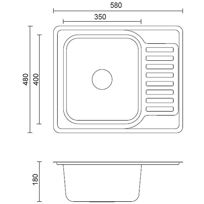 Sudoper kewin 116  580x480x180 saten